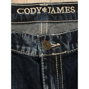 Cody James Mens Dark Wash Relaxed Fit Jeans Size W38 L30 White Stitching